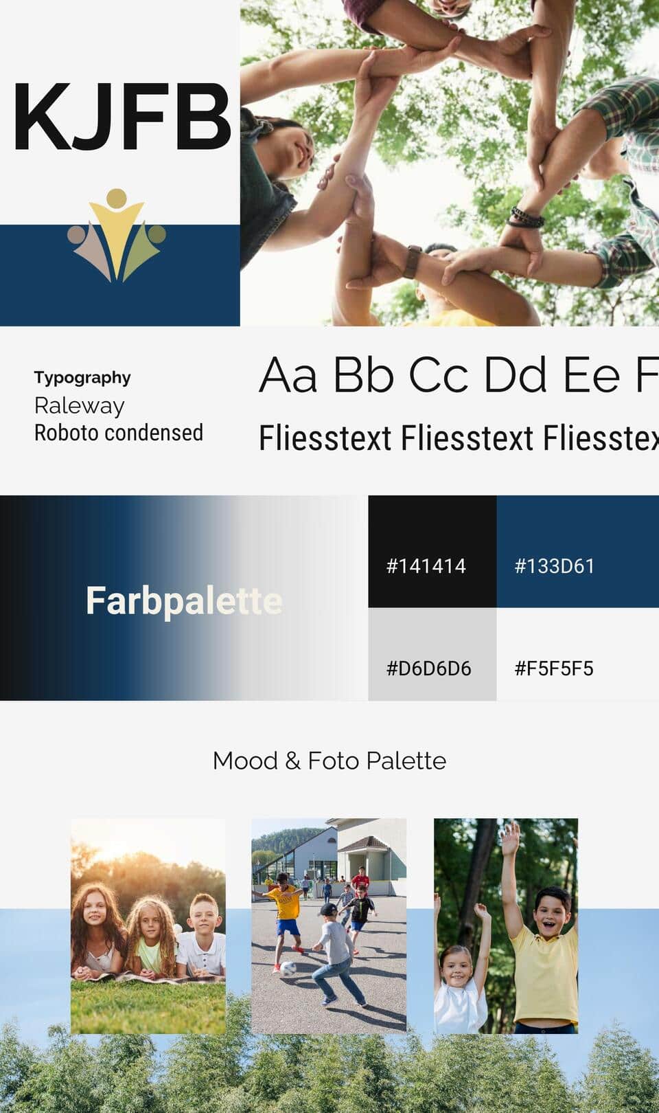 Farbgebung Typografie Mood und Foto Palette Webdesign Webseite Relaunch gemeinnützige Organisation Kinder- und Jugendförderung