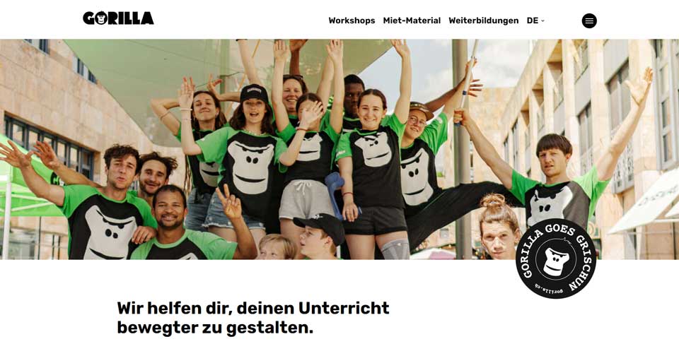Website Erstellung Referenzseite Gorilla Schulprogamm Header
