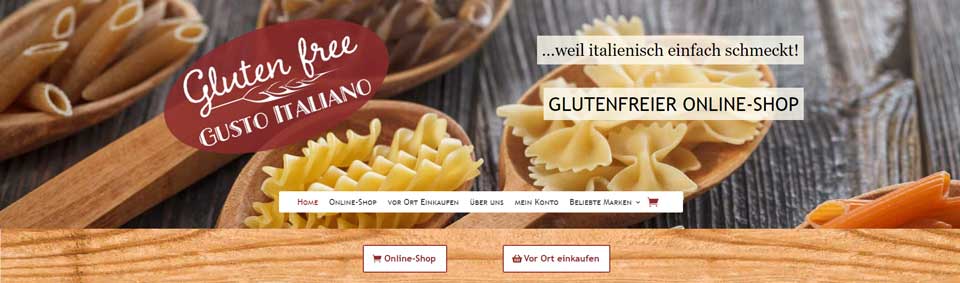Onlineshop glutenfree Headerbereich
