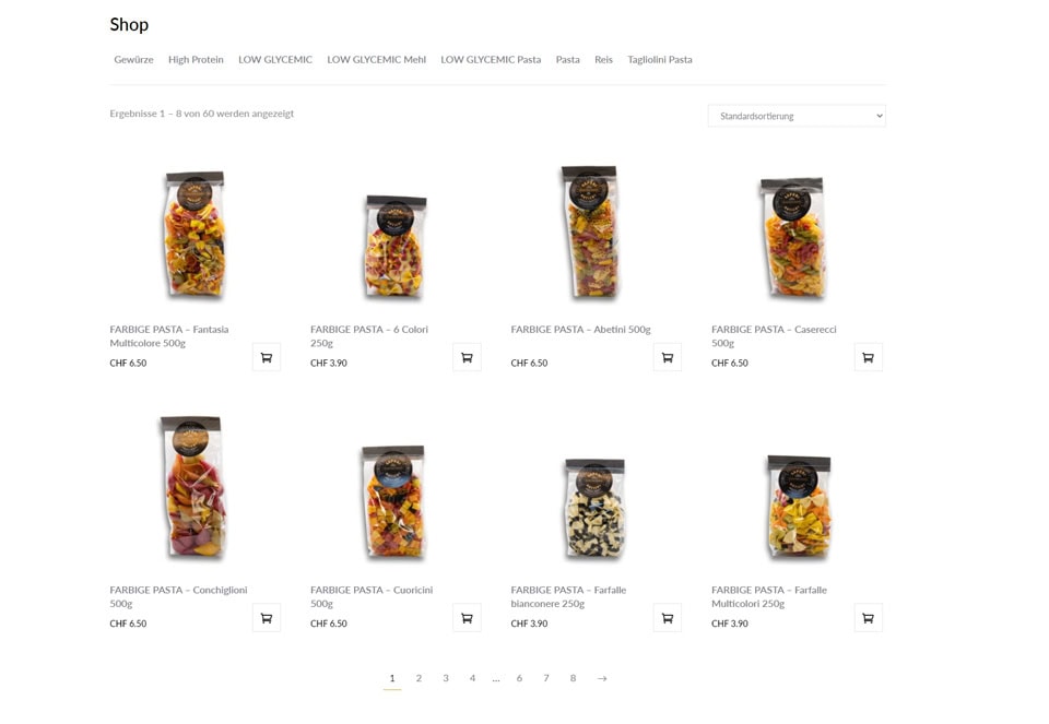 Webagentur für Neuerstellung Onlineshop in italy Produktkategorisierung