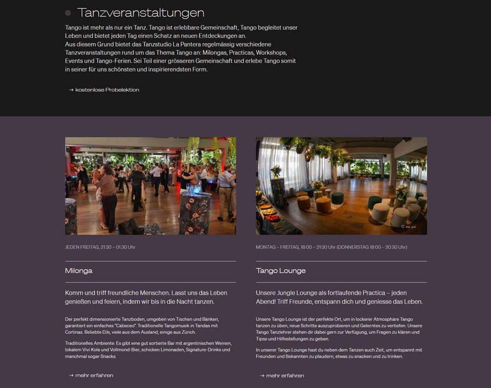 Tango Tanzschule La Pantera Zürich Tanzveranstaltungen